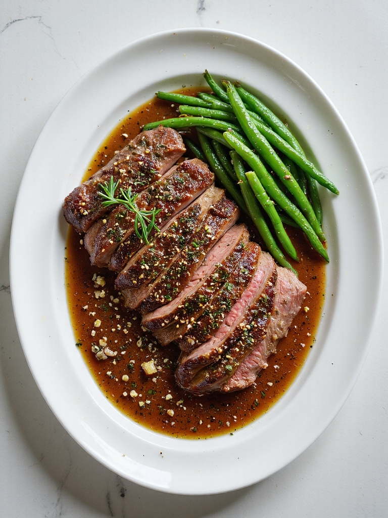 herb crusted medium rare roast