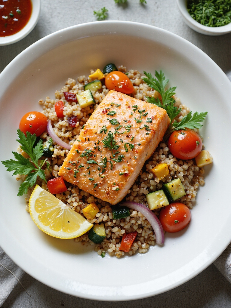 herb crusted salmon with quinoa
