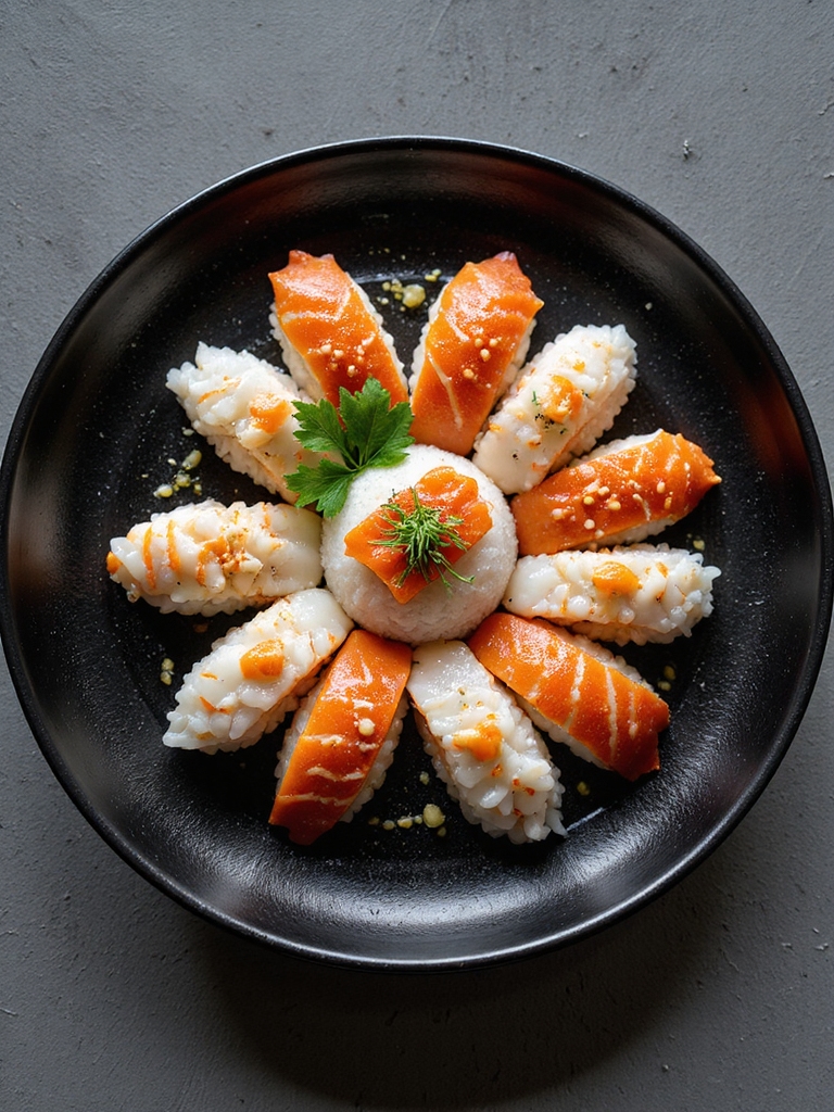 herb infused crab sushi nigiri