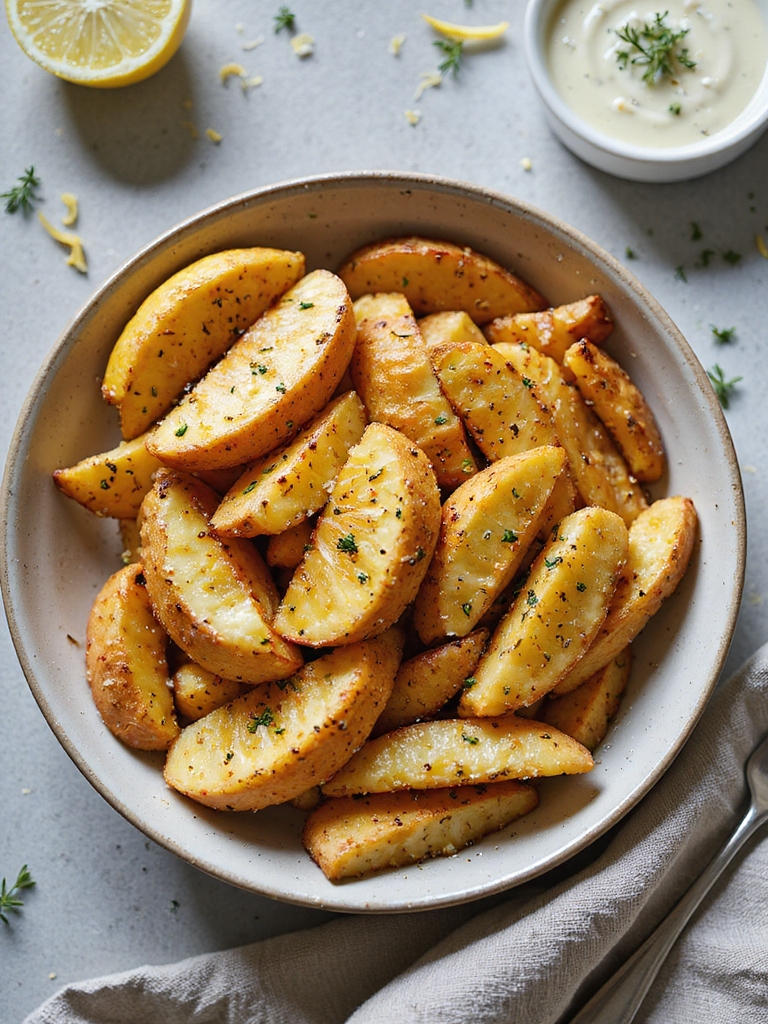 herb seasoned air fried potato wedges