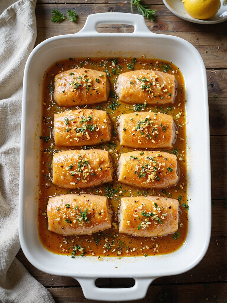 herb stuffed garlic butter fish