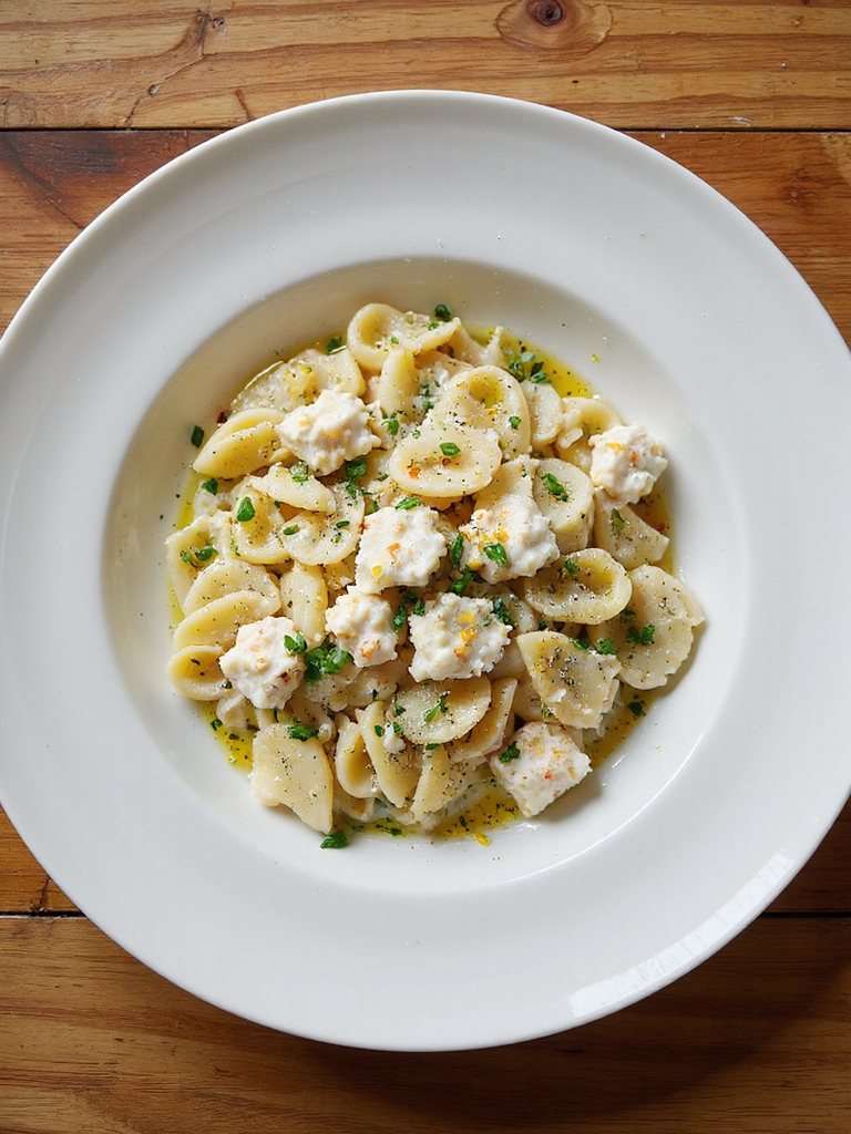 herbed ricotta crab orecchiette