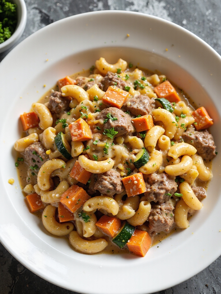 hidden veggie creamy beef skillet