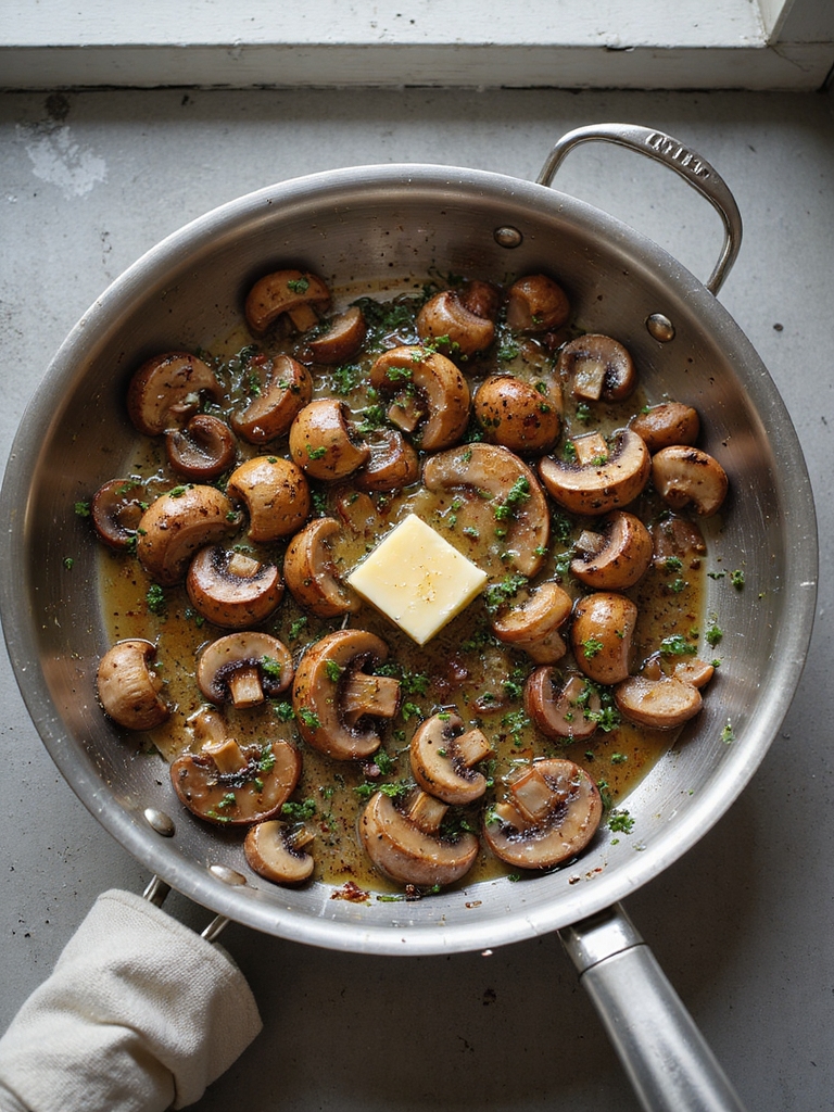 high heat dry seared mushrooms