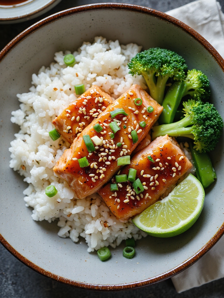 honey garlic glazed salmon bowls