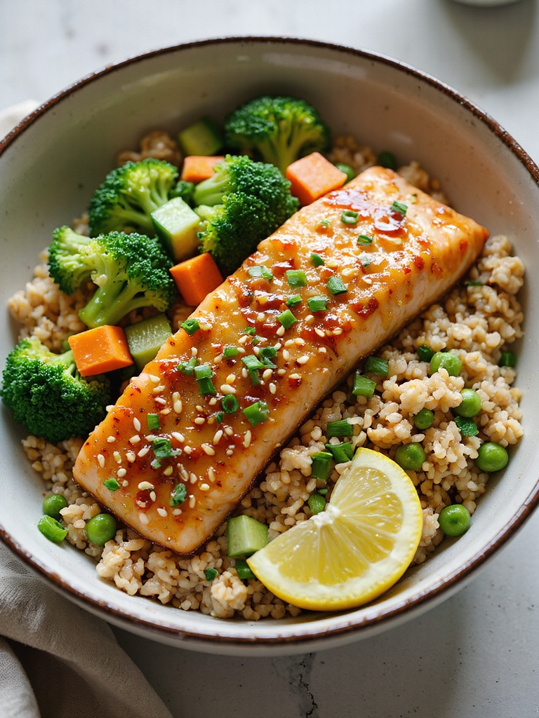 honey mustard glazed salmon bowls