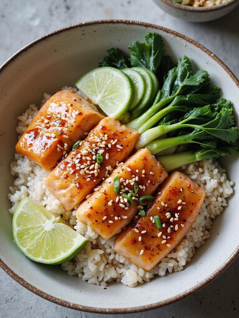 honey soy glazed salmon bowls