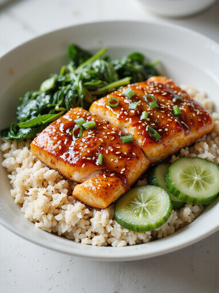 honey soy glazed salmon bowls