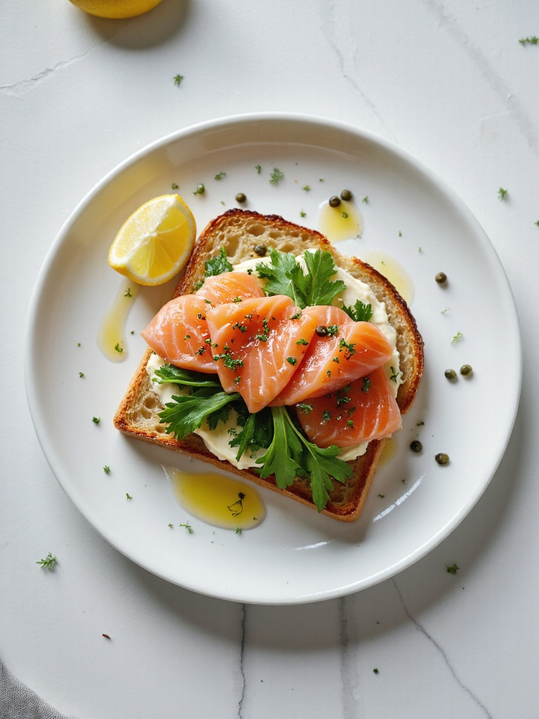 horseradish smoked salmon arugula tartine
