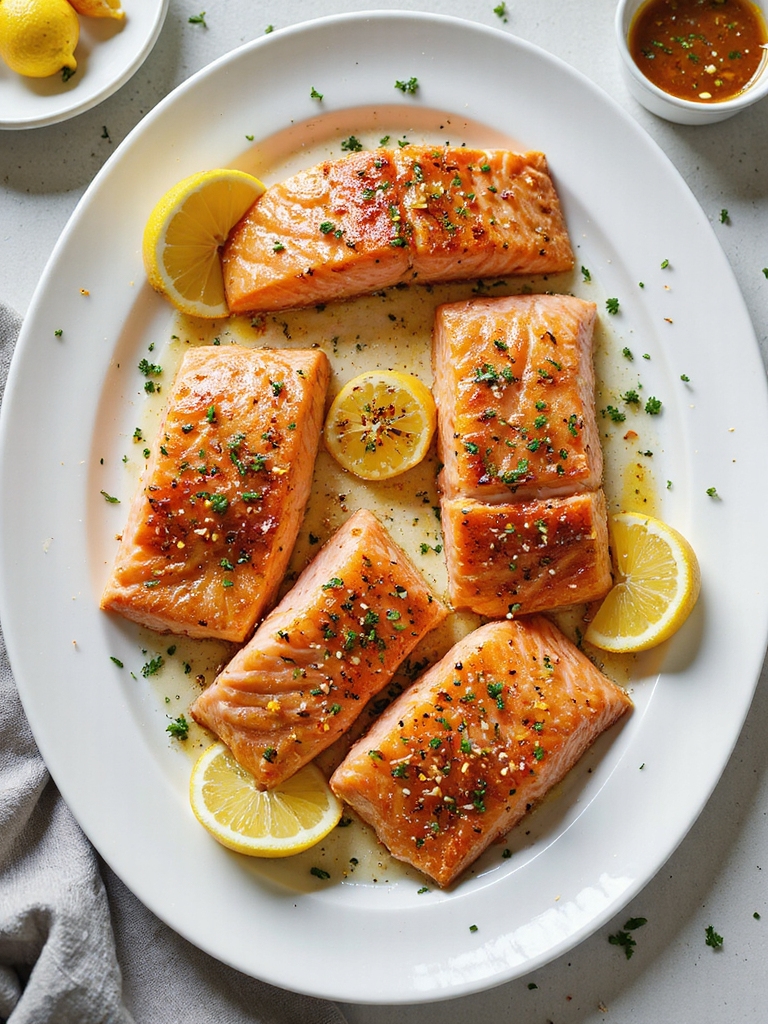 hot seared broiled lemon salmon
