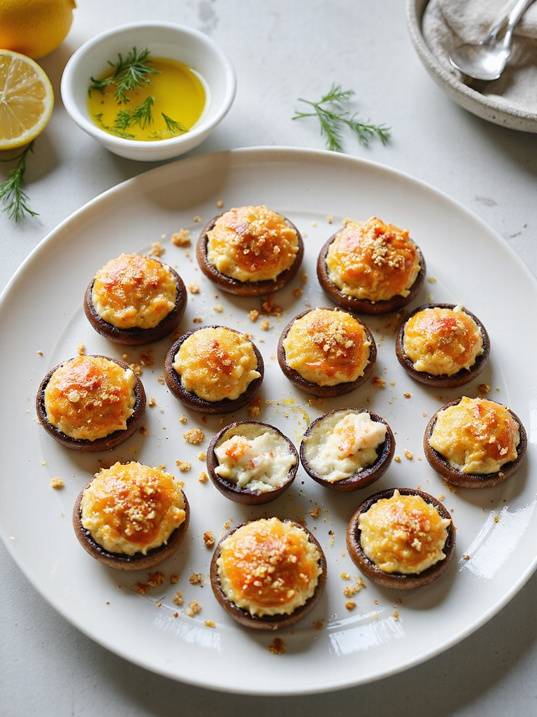 juicy cheesy crab stuffed mushrooms