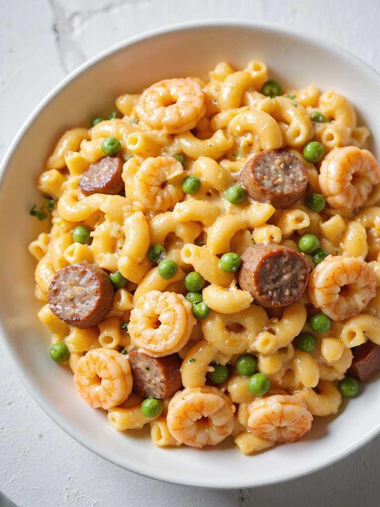kid friendly cheesy shrimp macaroni