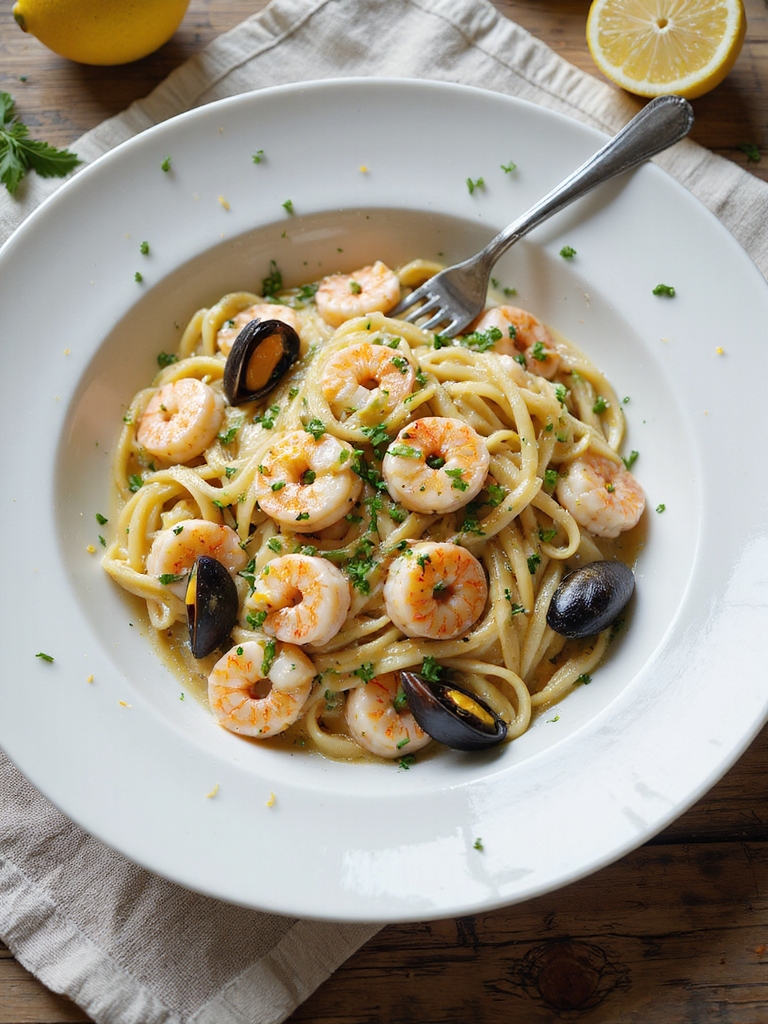 lemon butter herbed seafood pasta