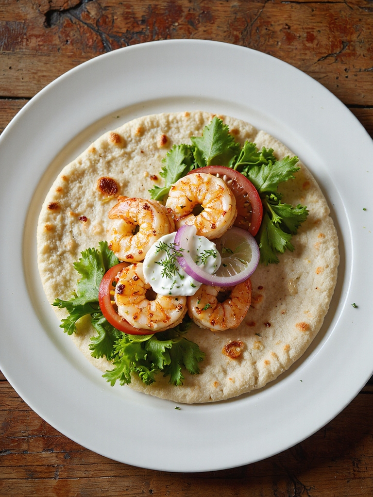 lemon garlic mediterranean shrimp pita