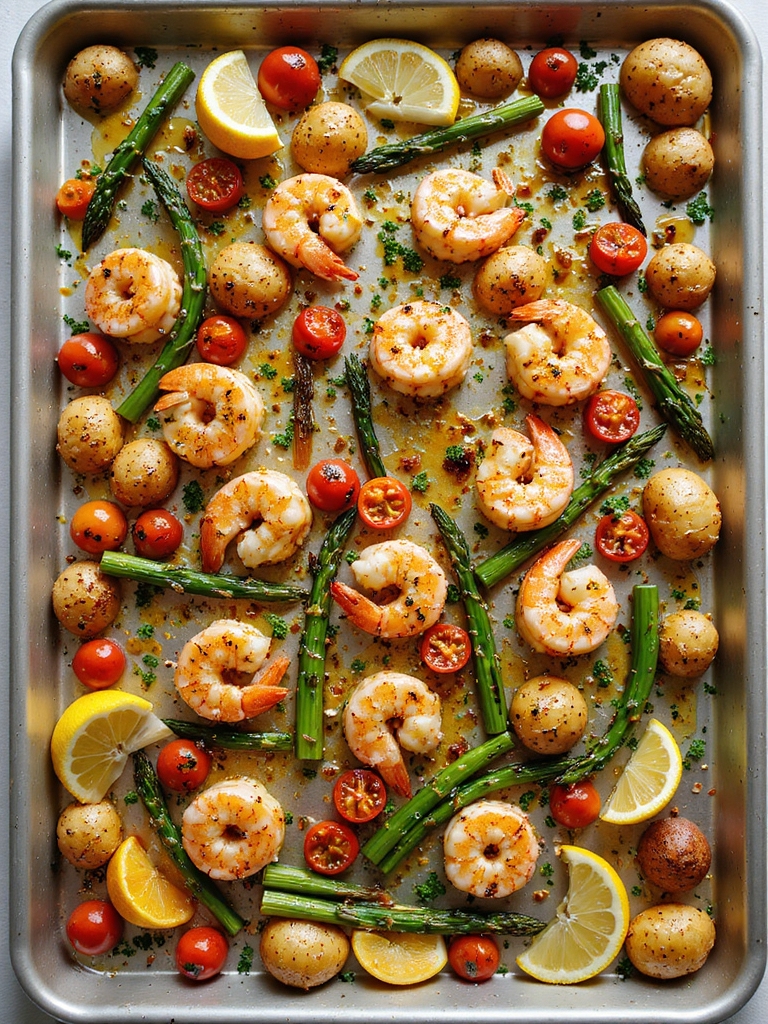 lemon garlic sheet pan shrimp