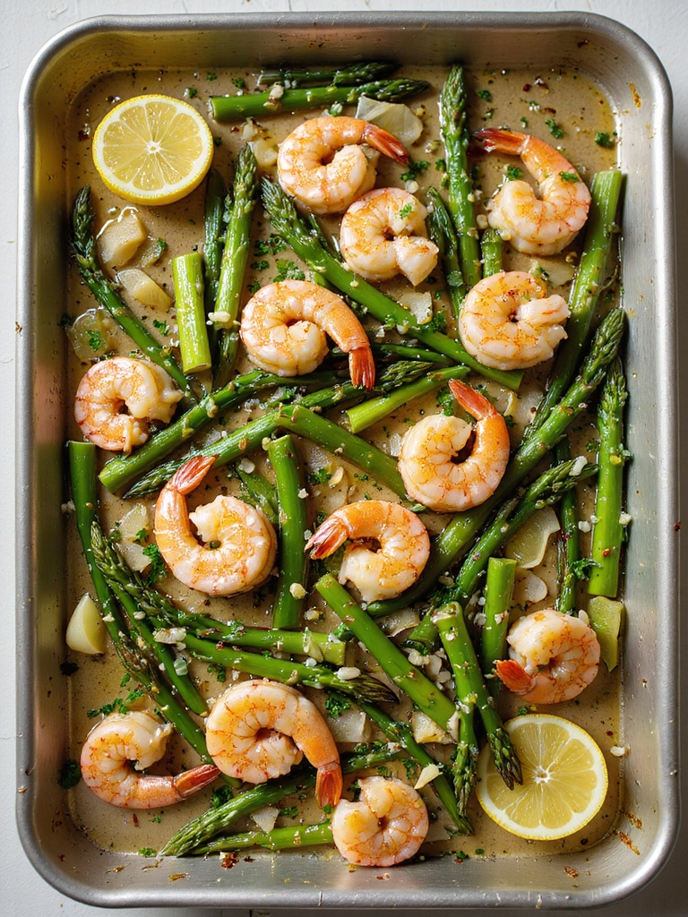lemon garlic shrimp traybake