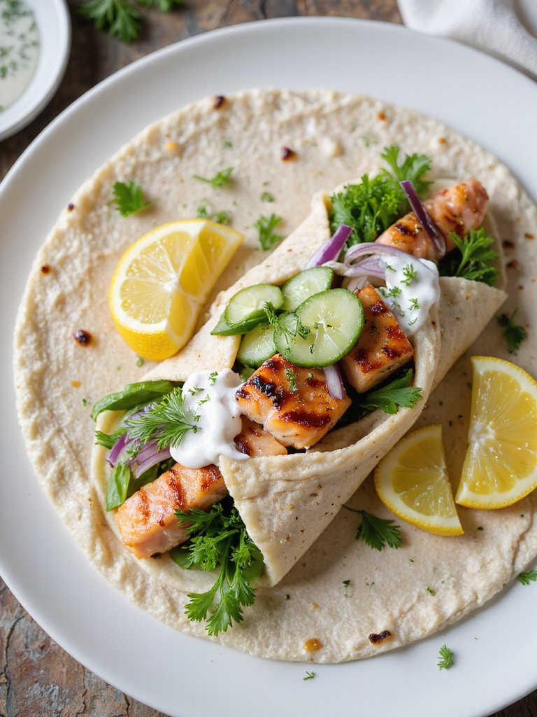 lemon herb grilled salmon wrap