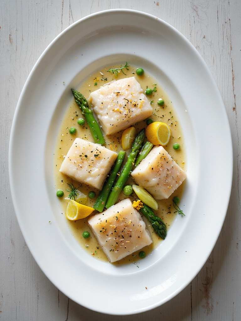 lemon herb poached halibut