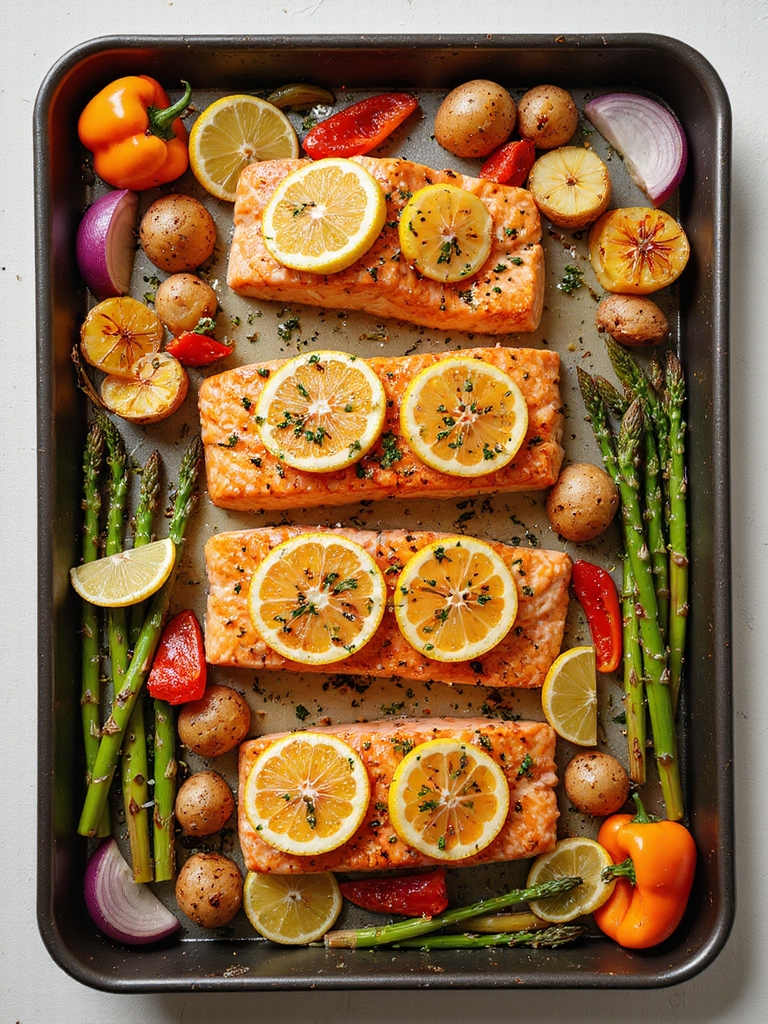 lemon herb salmon sheet pan