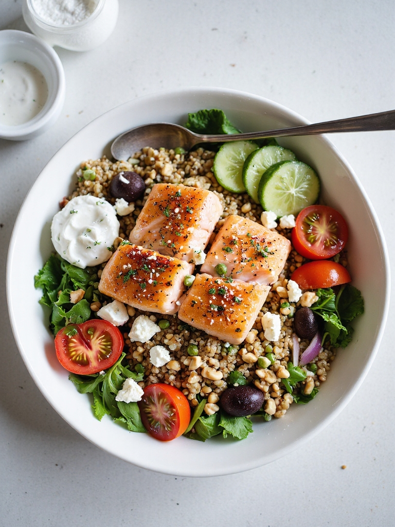 lemon oregano salmon grainbowls