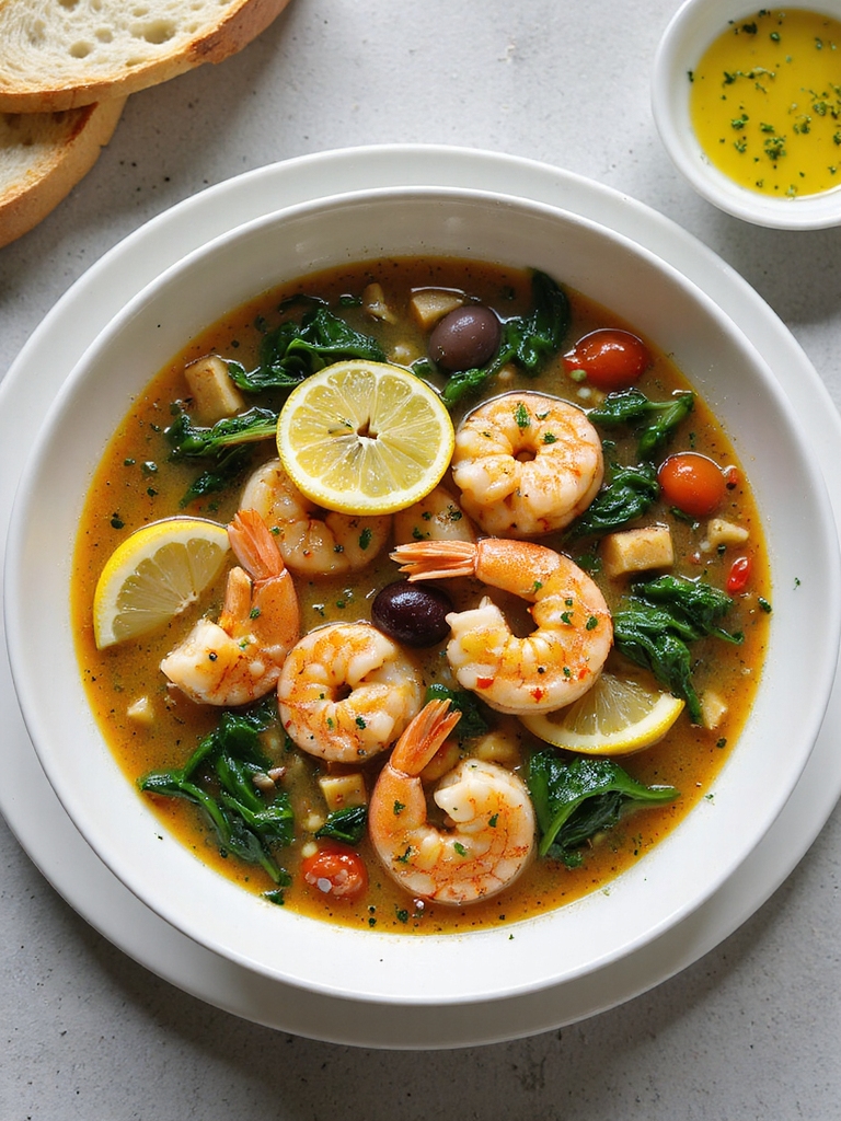 lemony garlic mediterranean shrimp sopa