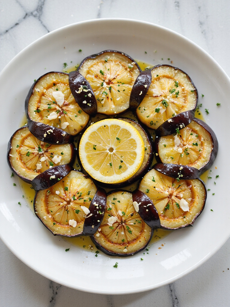 lemony garlicky air fried eggplant