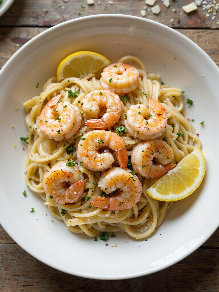 lemony herb shrimp pasta