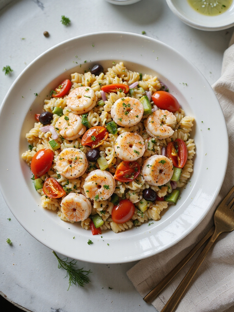 lemony seafood pasta salad