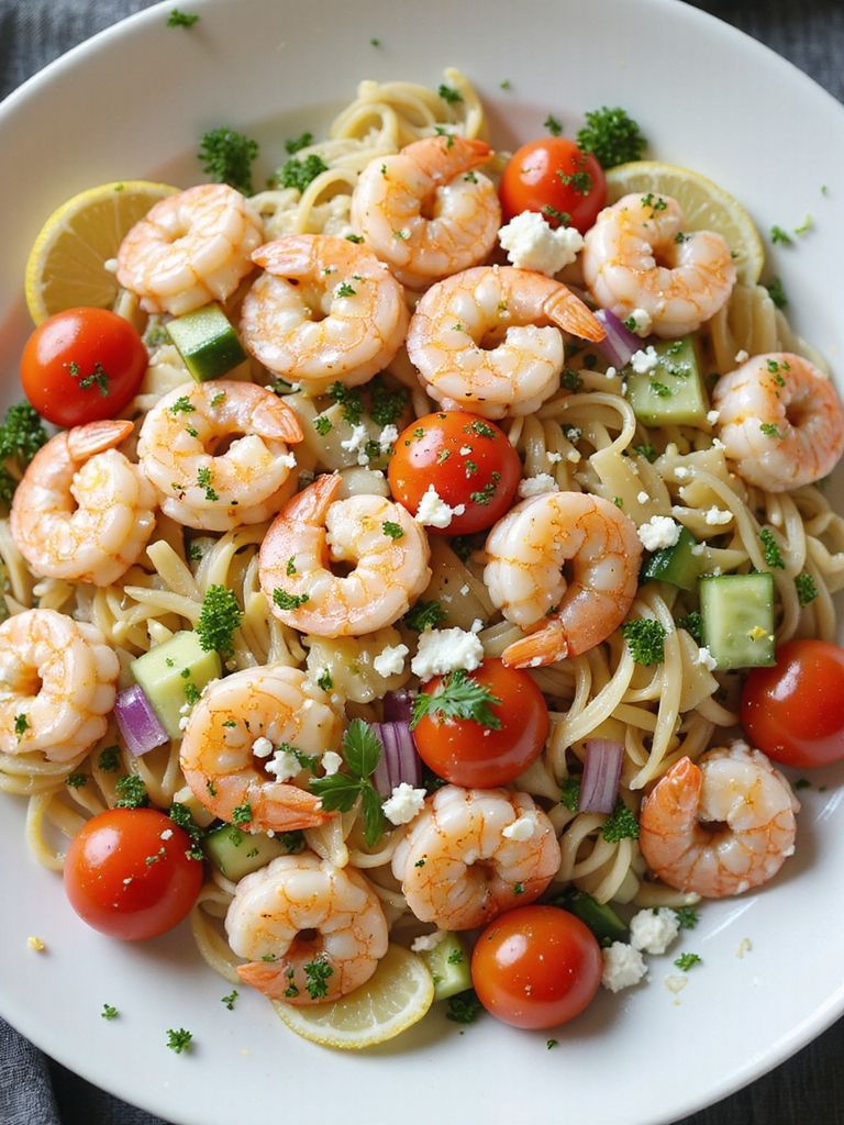 lemony shrimp pasta salad