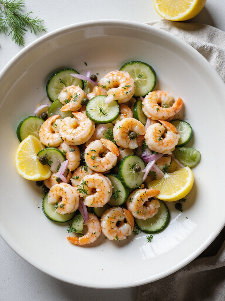 light chilled shrimp cucumber salad