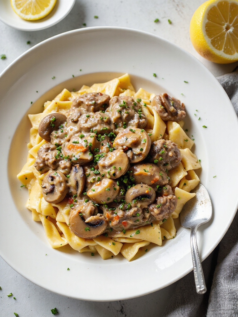 lightened greek yogurt stroganoff