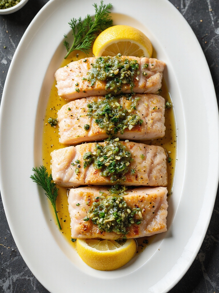 lightly grilled fillets with herb vinaigrette