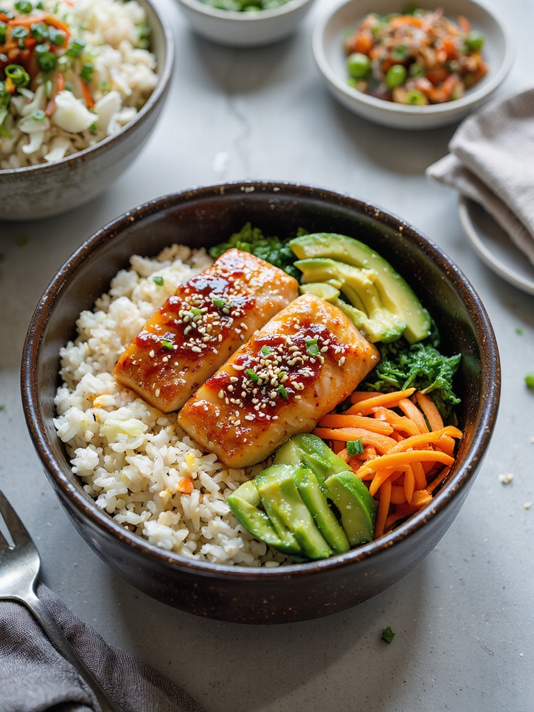 make ahead teriyaki salmon bowls