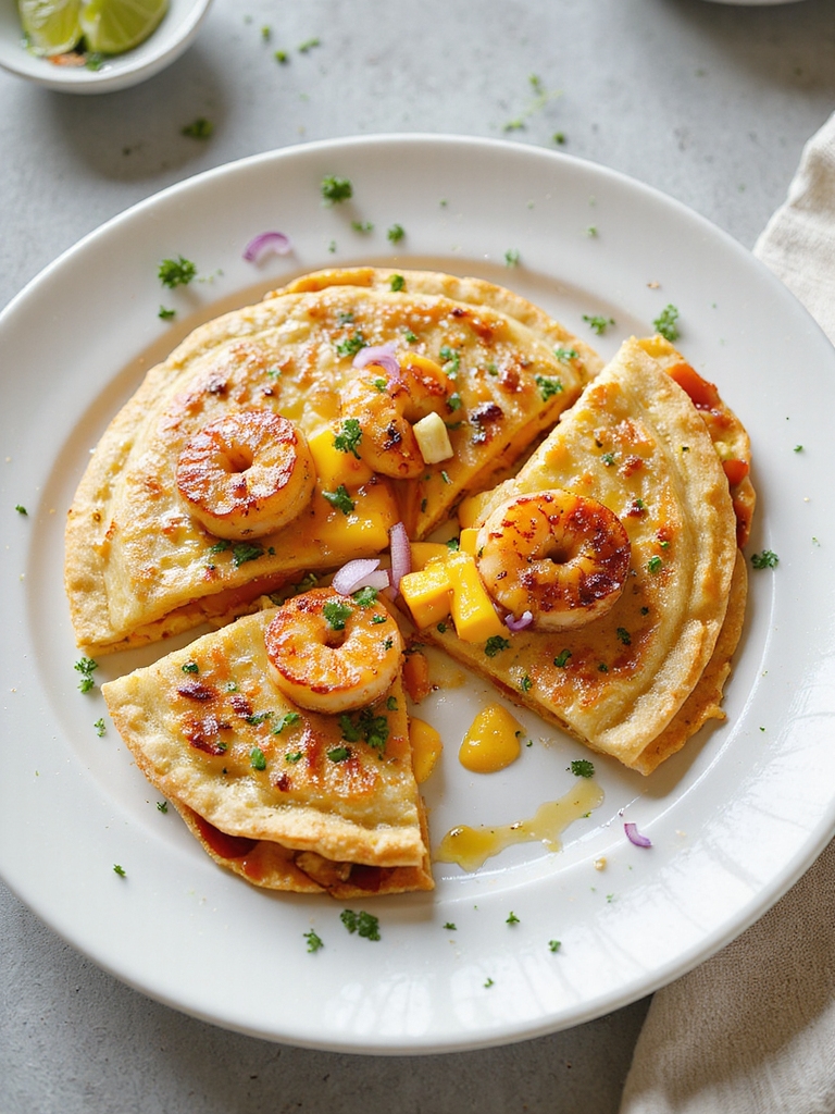 mango chile shrimp quesadilla delight
