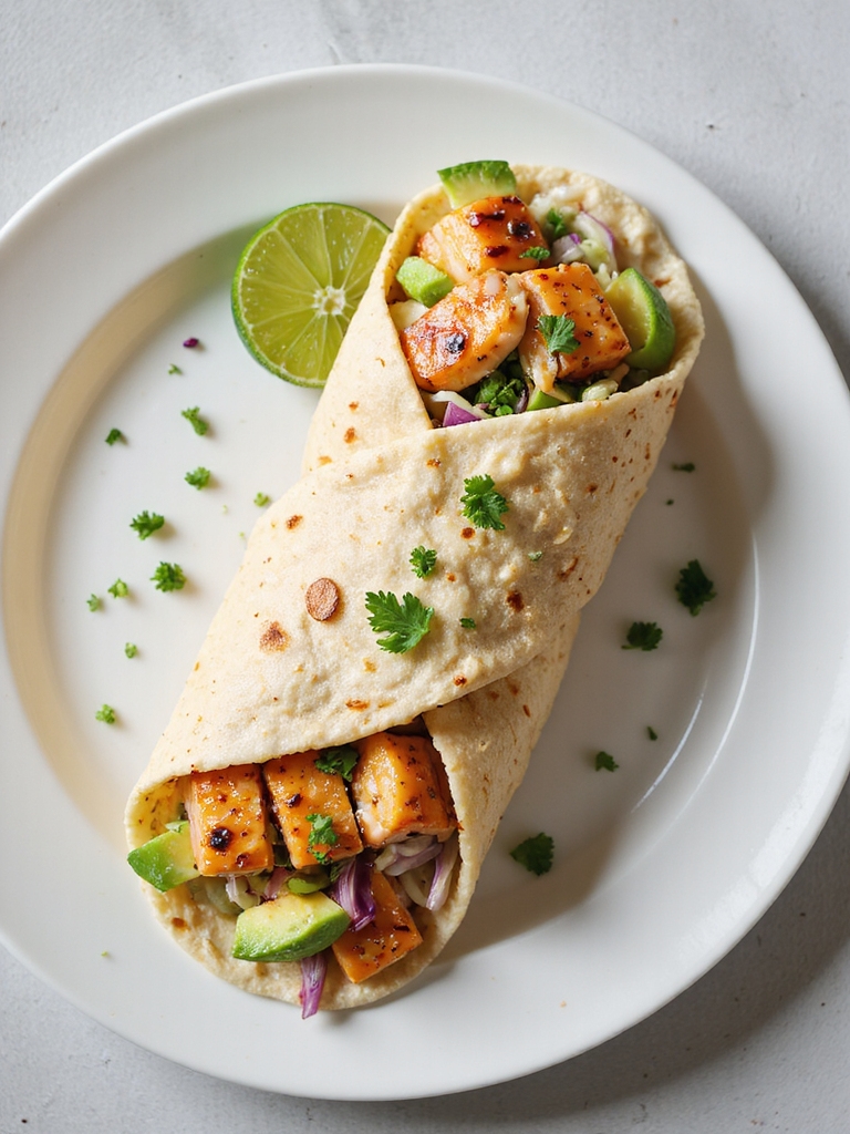mango chili glazed salmon wraps
