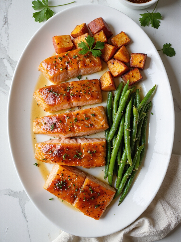 maple dijon glazed salmon dinner