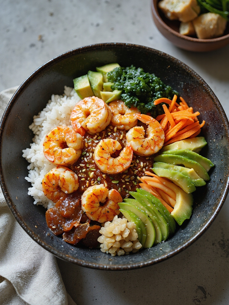 marinated shrimp rice bowl