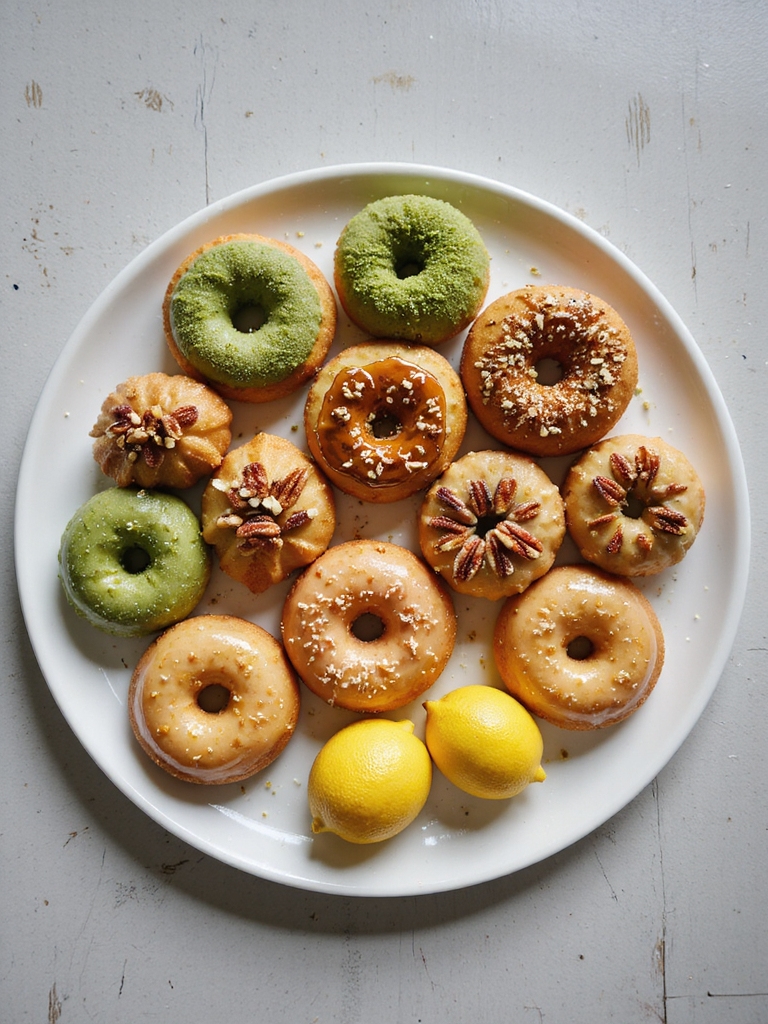 matcha maple lemon donuts
