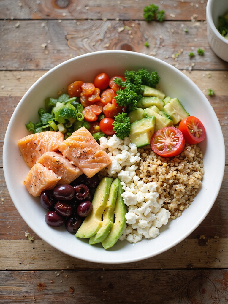 mediterranean canned salmon bowl