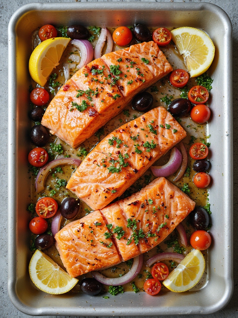 mediterranean sheet pan salmon
