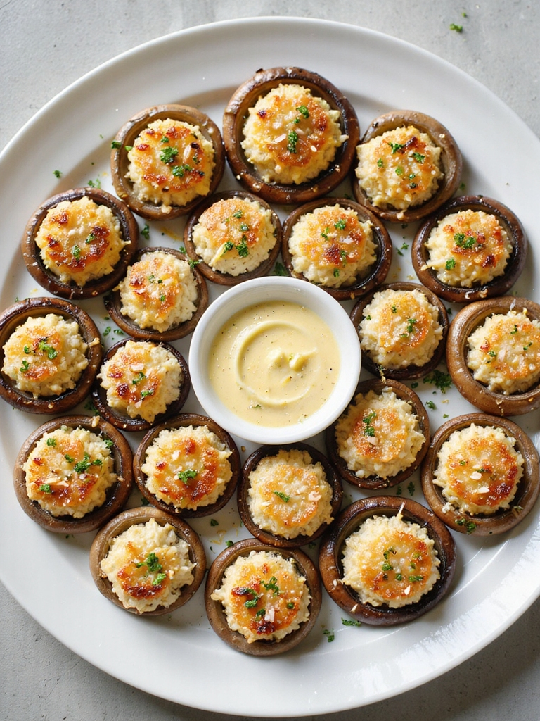 mini crab cakes mushroom caps