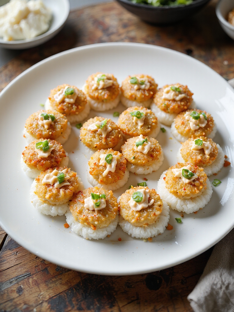 mini crab cakes sushi bites