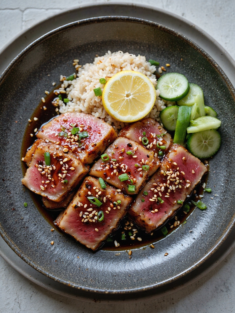 miso glazed seared rare tuna