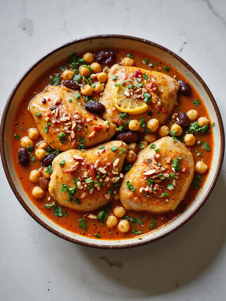 moroccan spiced chickpea chicken
