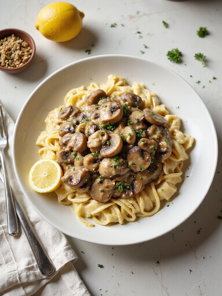 mushroom forward creamy savory stroganoff