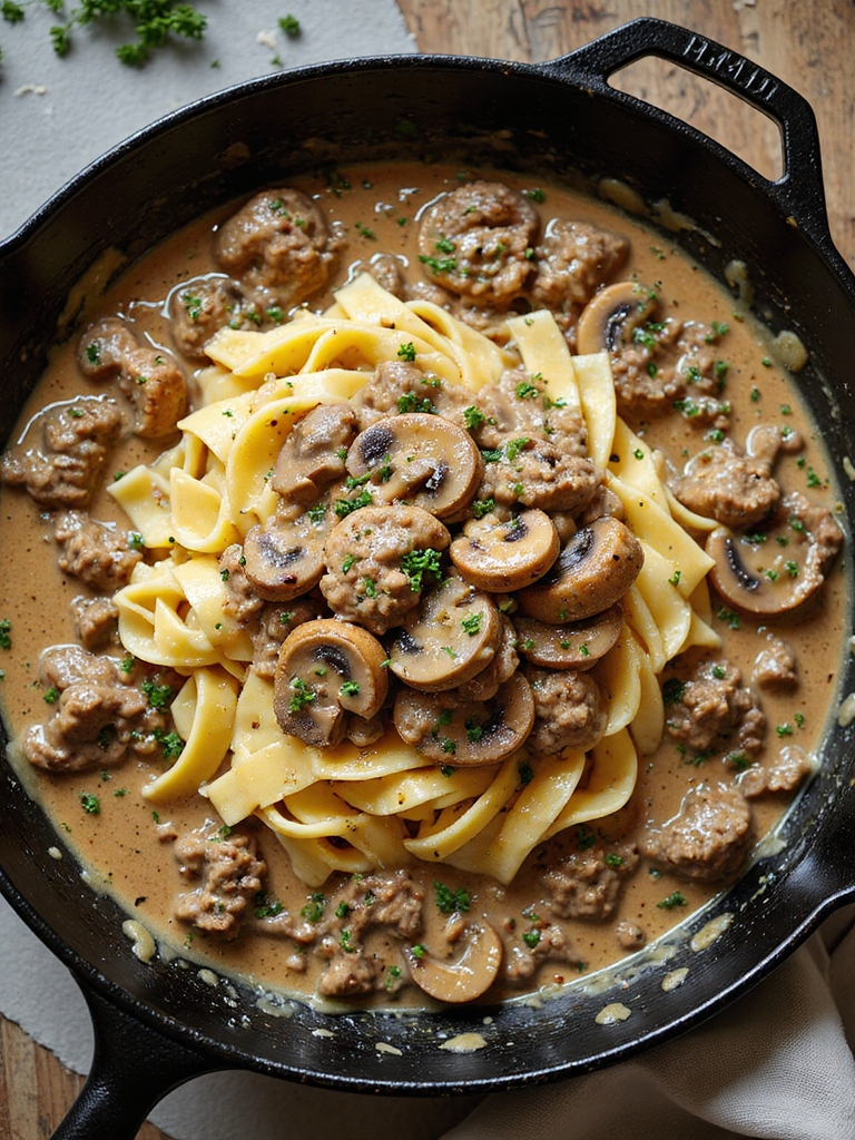 one pan creamy beef stroganoff