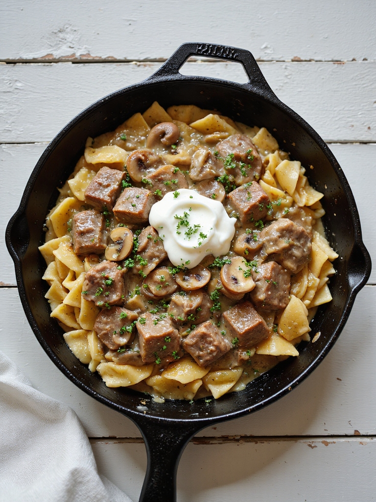 one pan creamy mushroom beef
