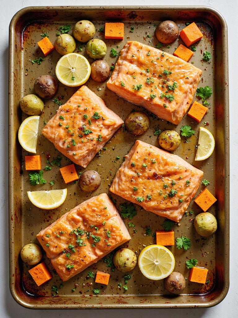 one pan roasted salmon and vegetables