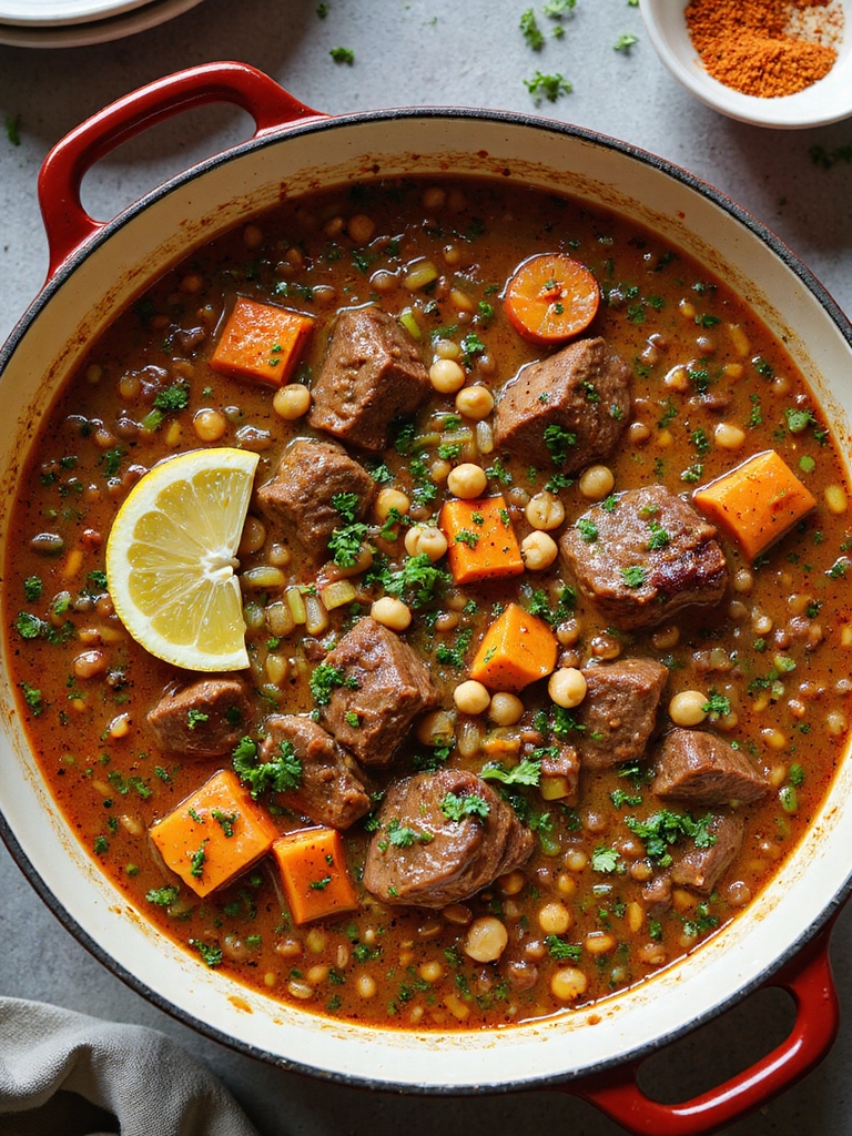one pot spiced beef harira