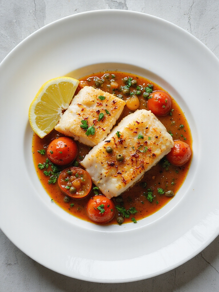 pan seared cod with tomatoes